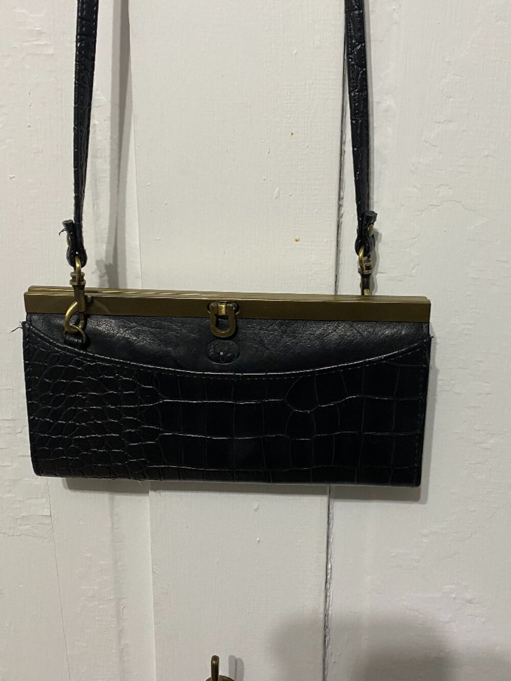 Buxton Black Crocodile Print Wallet
